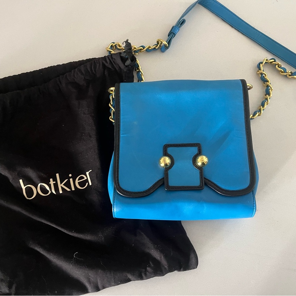 Botkier Blue Crossbody Colorblock Bag with Gold Accents
